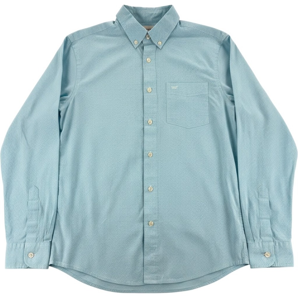 Dockers Button Down Shirt Small Blue Micro Check Long Sleeve Casual